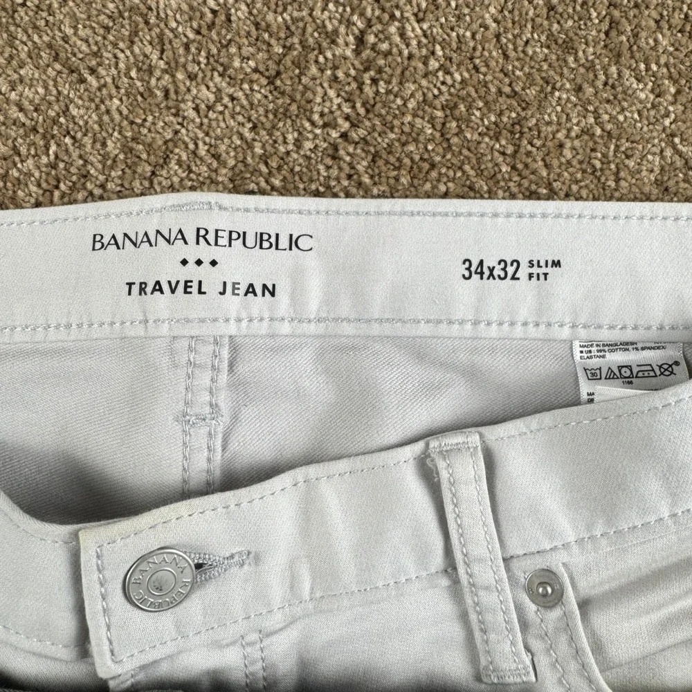 Banana Republic Travel Jean Lot Mens 34x32 Athletic Slim Fit Navy Green Gray 3pk